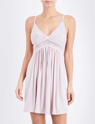 Eberjey Colette Jersey And Stretch-lace Chemise