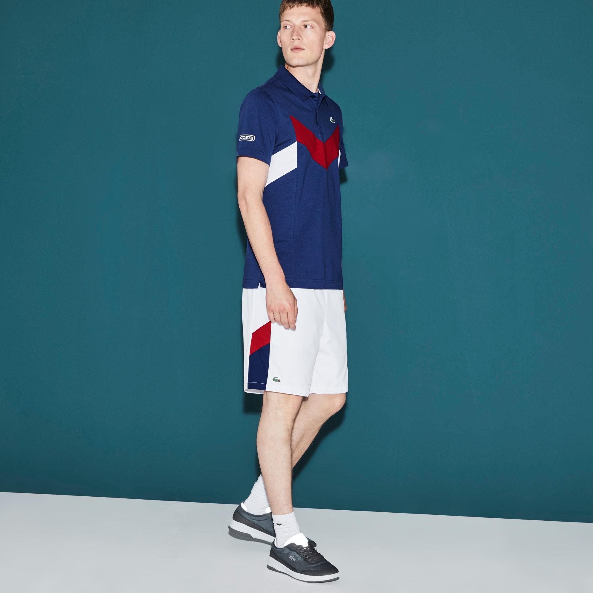 Lacoste Men's Sport Tennis Colorblock Band Shorts - White/ocean-ladybird |  ModeSens
