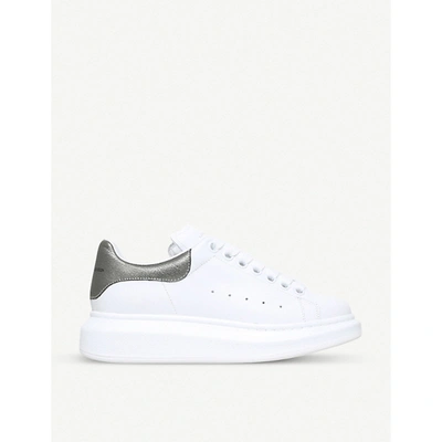 Alexander Mcqueen White And Black Runway Leather Sneakers In White/blk