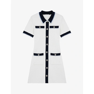 Maje Womens Ecru Roliano Button-up Cotton-knit Mini Dress 8 | ModeSens