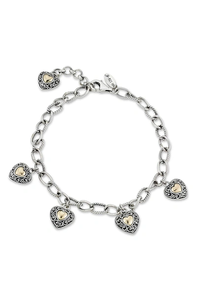 Samuel B Jewelry Samuel B. Sterling Silver & 18k Gold Heart Charm Bracelet In Silver And Gold