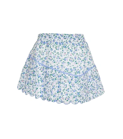 Loveshackfancy Memphis Floral Cotton Miniskirt In Blue