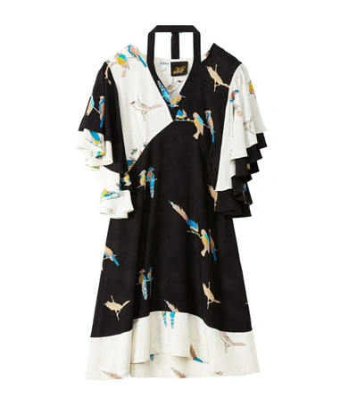 Loewe X Paula's Ibiza Colorblock Parrot-printed Ruffle Dress