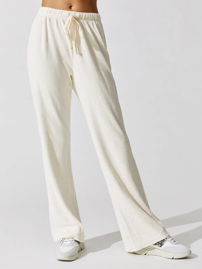 Donni Terry Wide Leg Pant - Creme With White African Jasper Stone - Size M