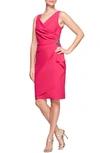 Alex Evenings Compression Embellished Ruched Sheath Dress In Fuchsia