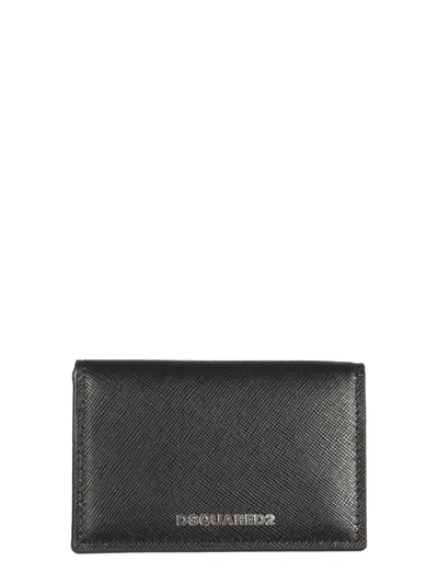Dsquared2 Leather Card Holder In Nero