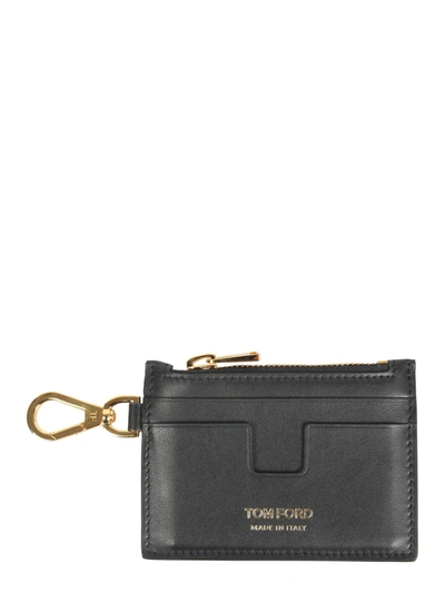 Tom Ford Card Holder With Zip In Nero
