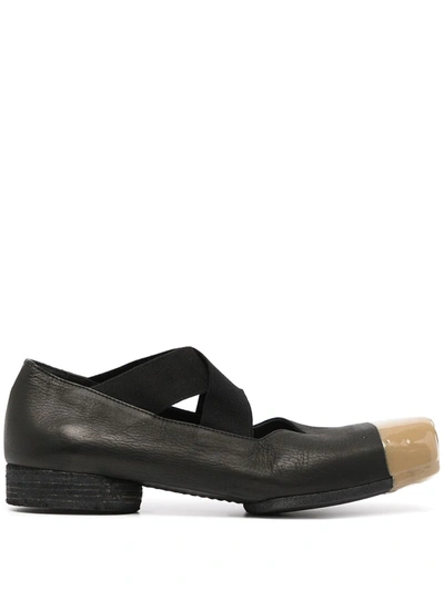 Uma Wang Two-tone Slip-on Ballerina Shoes In Black