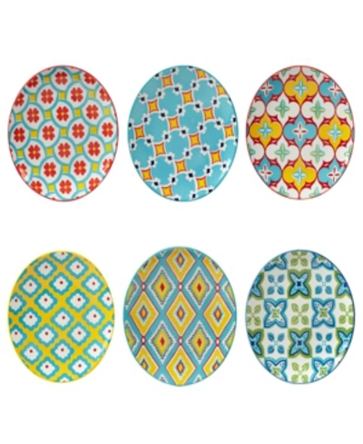 Certified International Damask Floral Set Of 6 Canape Plate In Multicolor