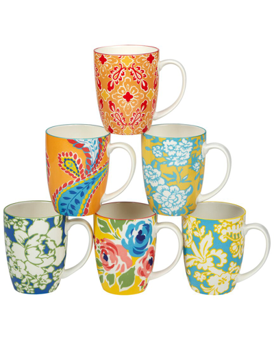 Certified International Damask Floral Set Of 6 Mugs In Multicolor