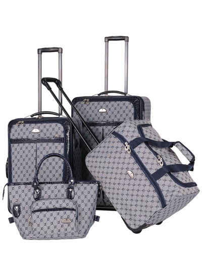 American Flyer Signature 4 Piece Luggage Set In Navy