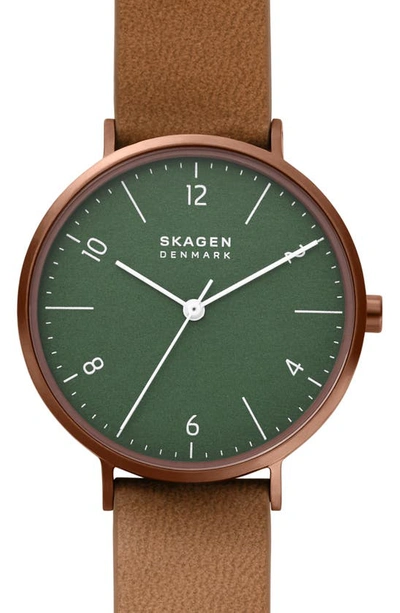 Skagen Women's Aaren Naturals Brown Bio-based Polyurethane Strap Watch, 36mm