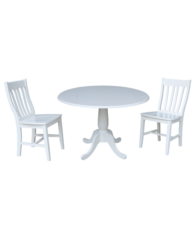 International Concepts 42" Round Top Pedestal Table With 2 Chairs In White