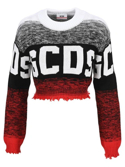 Gcds Sweater Logo With Degrad Pattern In Red Multi
