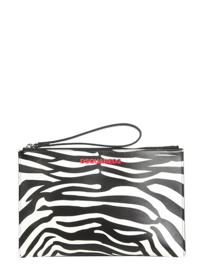 Dsquared2 Pouch With Zebra Print In Animalier