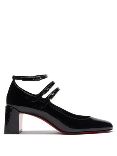 Christian Louboutin Vernica Patent Mary Jane Red Sole Pumps In Black