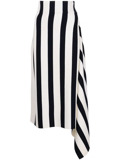 Monse Sailor Striped Asymmetric Draped Merino Wool Knit Skirt In Mdiv