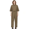 Co Llared Drawstring Jumpsuit In Taupe