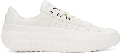 Y-3 Logo Leather Mix Media Chunky Sneakers In White