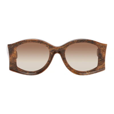 Loewe + Paula's Ibiza Round-frame Acetate Sunglasses In Gradient Brown Shiny Radica