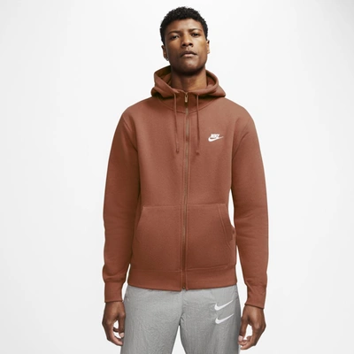 Nike Sportswear Club Fleece Men's Full-zip Hoodie In Light Sienna,light Sienna,white