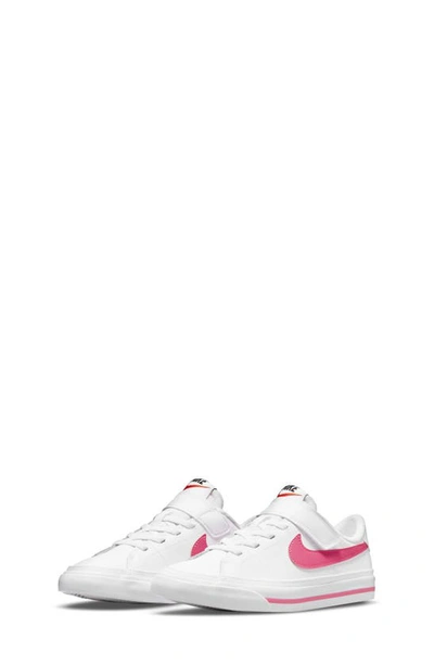 Nike Court Legacy Little Kids' Shoes In White/hyper Pink