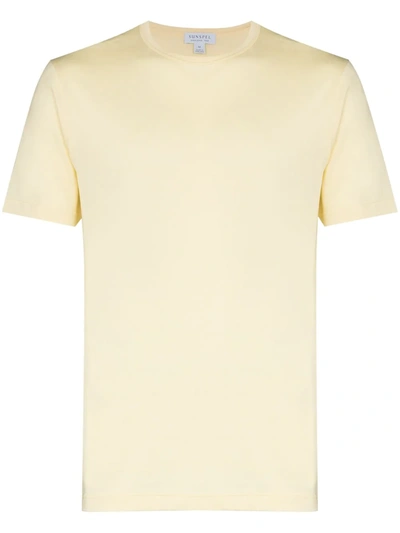 Sunspel Yellow Round Neck Cotton T-shirt