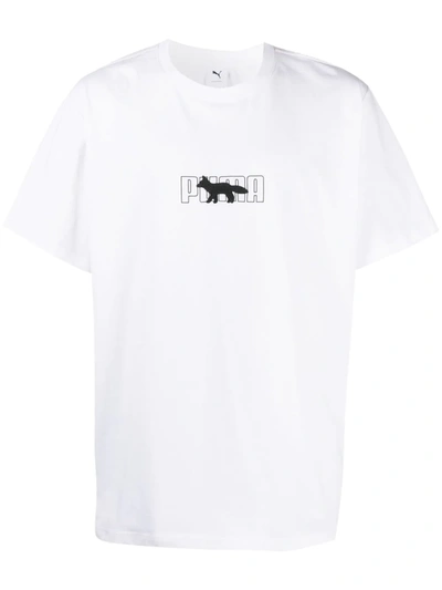 Puma X Maison Kitsuné Logo T-shirt In White