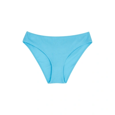 Ganni Blue Seersucker Bikini Briefs In Turquoise