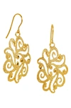 Savvy Cie 18k Yellow Gold Plated Italian Filigree Lace Drop Earrings