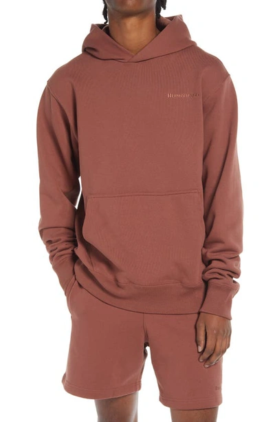 Adidas Originals X Pharrell Williams Premium Hoodie In Burgundy-red In Earth Brown