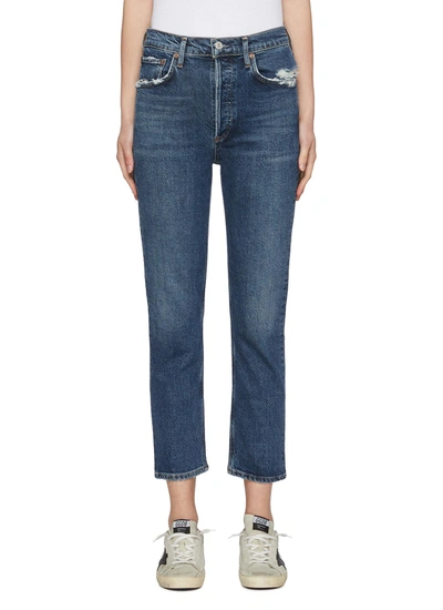 Agolde 'riley' Distress Detail High Rise Crop Jeans In Pastime