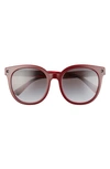 Valentino 55mm Round Sunglasses In Bordeaux/ Grey Gradient