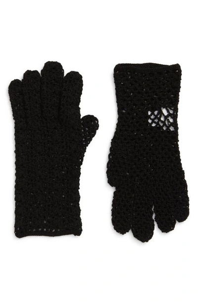 Seymoure Crochet Wool Gloves In Black