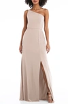 After Six One-shoulder Crepe Trumpet Gown In Cameo