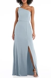 After Six Dessy Collection Skinny One-shoulder Trumpet Gown With Front Slit In Mist