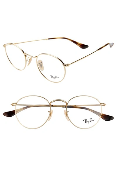 Ray Ban Ray-bay 47mm Round Optical Glasses In Trans Brown
