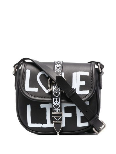 Golden Goose Graffiti-print Crossbody Bag In Black White