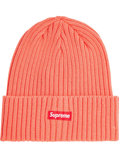 Supreme Overdyed Ribbed Knit Beanie In Orange