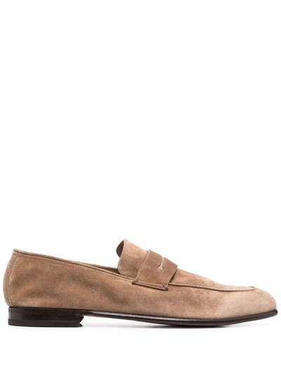 Ermenegildo Zegna Low-heel Penny Loafers In Neutrals