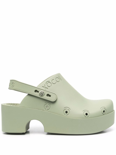 Xocoi 60mm Slingback Platform Mules In Military Green