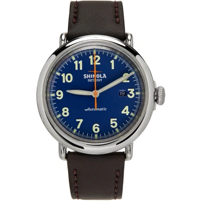 Shinola Blue & Brown 'the Runwell Automatic' 45mm Watch In Royalblue