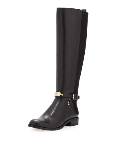 Michael Michael Kors Arley Stretch Leather Knee Boot In Black/gold ...
