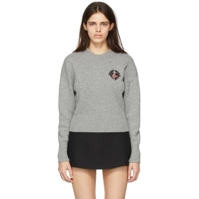 Alexander Mcqueen Grey Embroidered Love Birds Sweatshirt