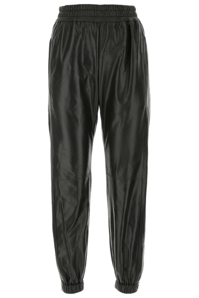 Alexander Mcqueen Elasticated Leather Trousers In Black