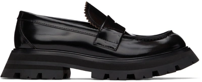 Alexander Mcqueen Glossed-leather Exaggerated-sole Loafers In Black