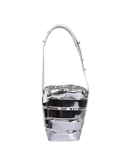 Paco Rabanne Logo Front Hobo Bag In Silver
