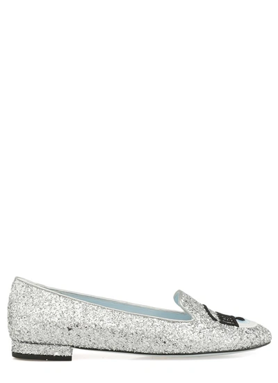 Chiara Ferragni Glittered Flirting Flats In Silver