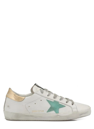 Golden Goose Sneakers In White/green/gold