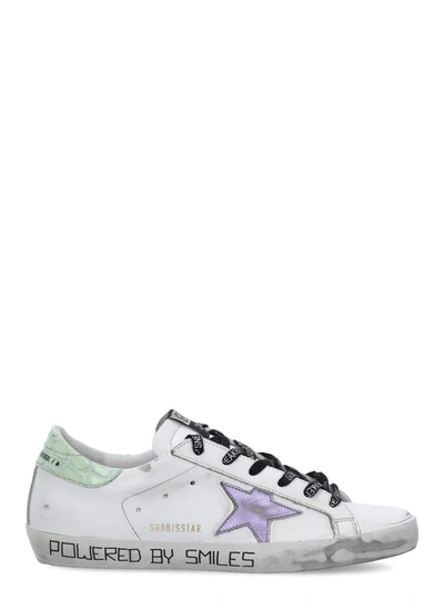 Golden Goose Sneakers In White/lilac/light Blue